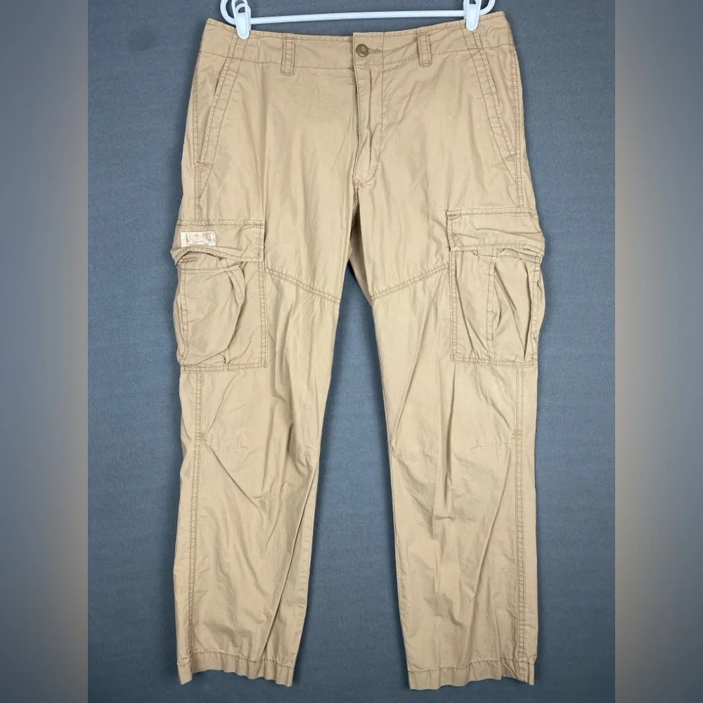 VTG Polo Jeans Ralph Lauren Cargo Pants Men's 36x31 Tan Khaki Military Utility